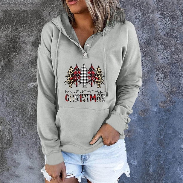 Puntoco moda mujer manga larga otoño camiseta impresión bolsillos con capucha blusa tops Puntoco Puntoco-4642