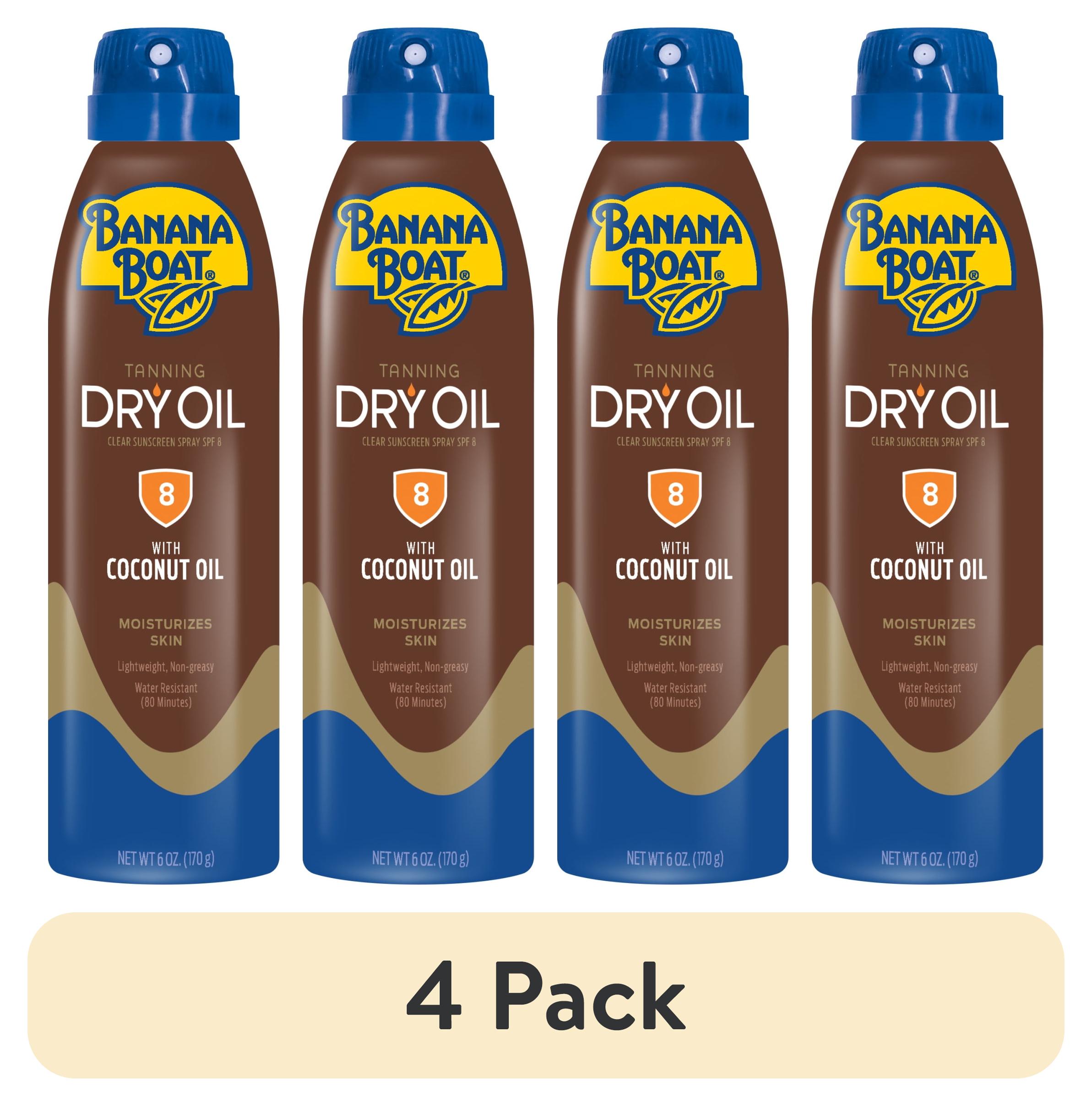 (4 pack) Banana Boat Tanning Dry Oil Clear Spray Sunscreen SPF 8, 6oz
