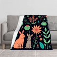 thumbnail image 2 of Whimsical Garden Flannel Blanket - Soft Cozy Durable Design with Vibrant Rabbit & Dog Pattern for Sofa Travel Bed & Chair, 2 of 7