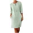 thumbnail image 2 of VEKDONE 2026 Women Cotton and Linen Shirt Dress Neck Long Sleeve Casual Loose Maxi Dresses with Two Pockets, 2 of 5