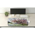 thumbnail image 2 of Country Computer Mouse Pad, Painting of Spring Landscape Blooming Nature Flowering Tree and Fresh Grass Nature, Rectangle Non-Slip Rubber Mousepad Large, 31" x 12", Pink Green, by Ambesonne, 2 of 2