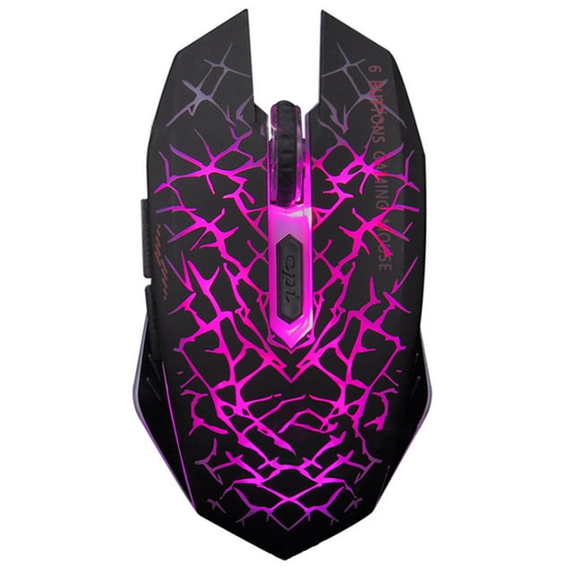 Freedo Wireless Gaming Mouse Rechargeable Wireless Noiseless Mouse with Colorful LED Lights, for Laptop and Computer PERPLE