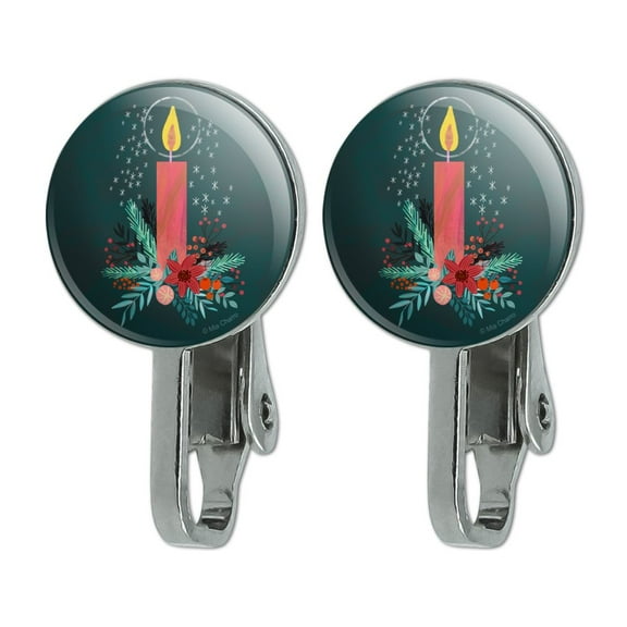 Christmas Candle Novelty Clip-On Stud Earrings
