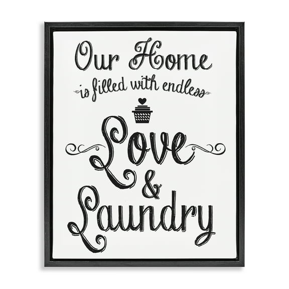 Stupell Industries Endless Love & Laundry Typography Painting Black Floater Framed Art Print Wall Art, 17 x 21