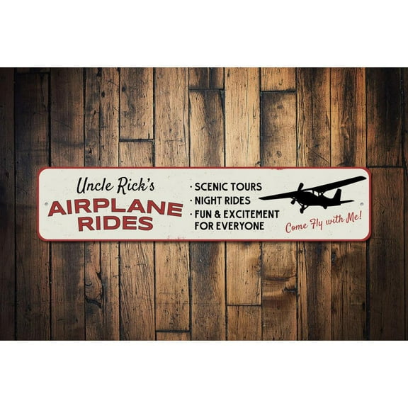 Airplane Rides Name Novelty Sign, Metal Wall Decor - 4x18 inches