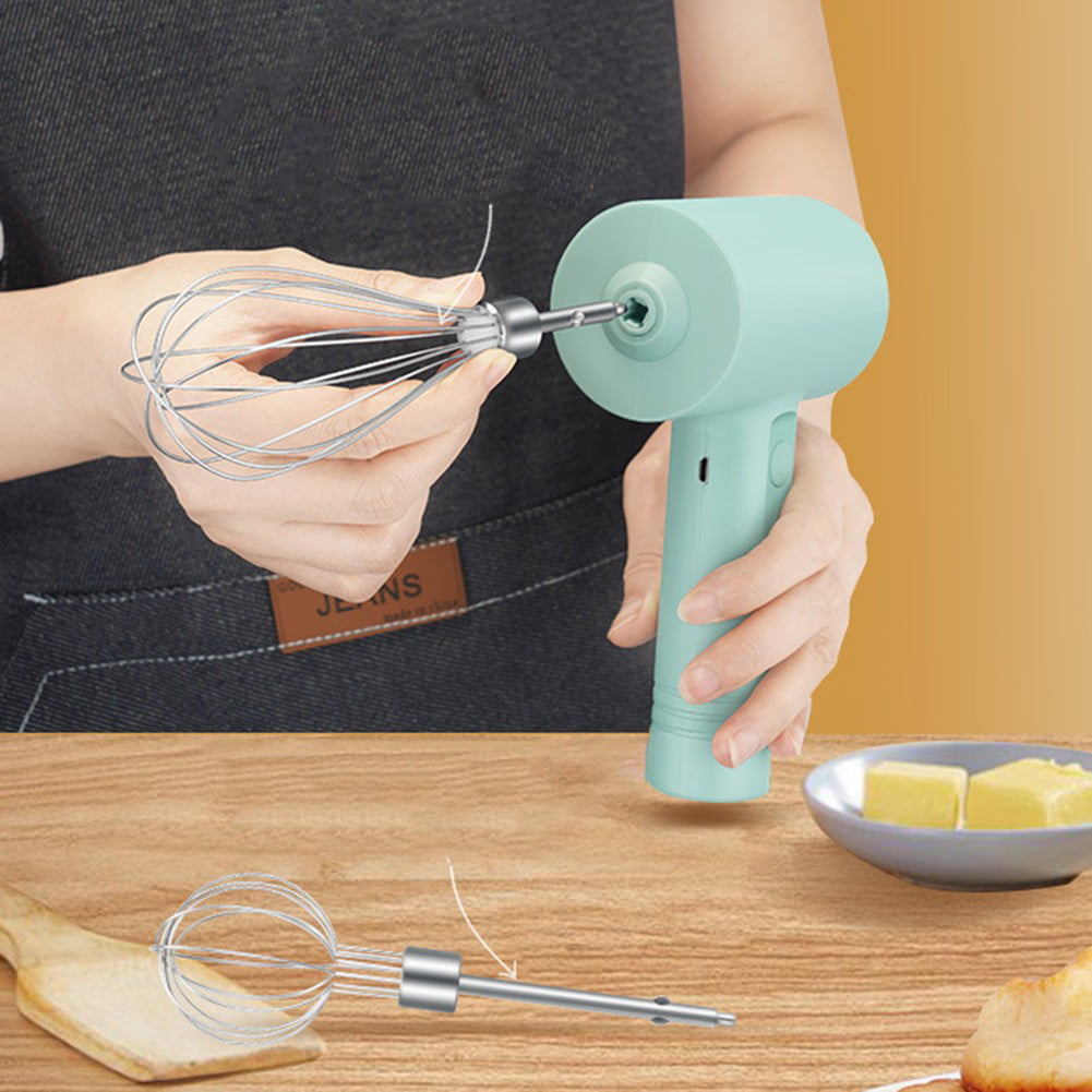 Electric Small Hand Mixer USB Rechargeable Hand Whisk One-Button