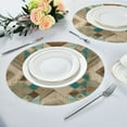 thumbnail image 4 of 15.4" Round Placemat Set of 1 Polyester Fabric Place Mats Non-Slip Dining Kitchen Table Mats for Kitchen Party Decor Natural Abstract Shapes, 4 of 5