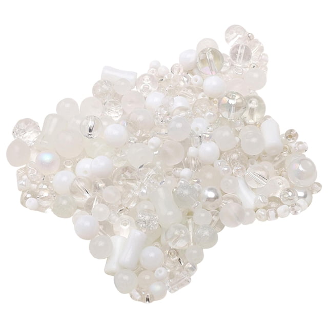 Kit para hacer collares de cuentas, elegante juego de cuentas pequeñas para niña, hecho a mano, de vidrio, para mujer. Blanco