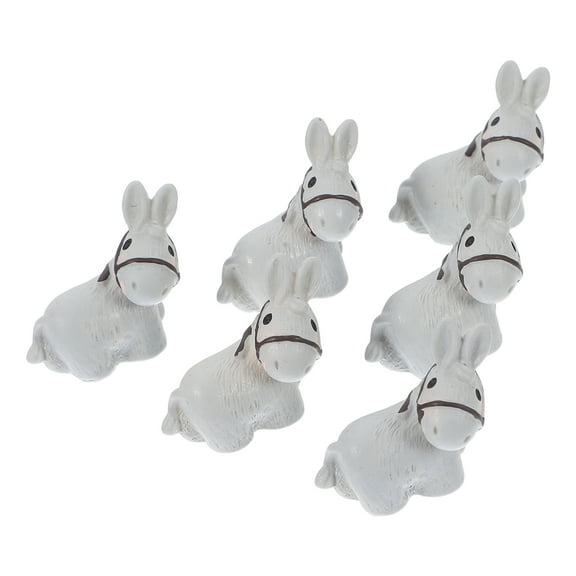 RENACLIPY Tiny Resin Donkey Figurines for Garden Enthusiasts 6Pcs