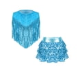thumbnail image 3 of inhzoy Kids Rumba Dance Outfit 2 Piece Set Sleeveless Sequined Fringe Top and Skirt Blue 10, 3 of 5