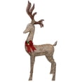 thumbnail image 4 of Northlight 74" LED Lighted Champagne Deer with Red Bow Outdoor Christmas Decoration, 4 of 7