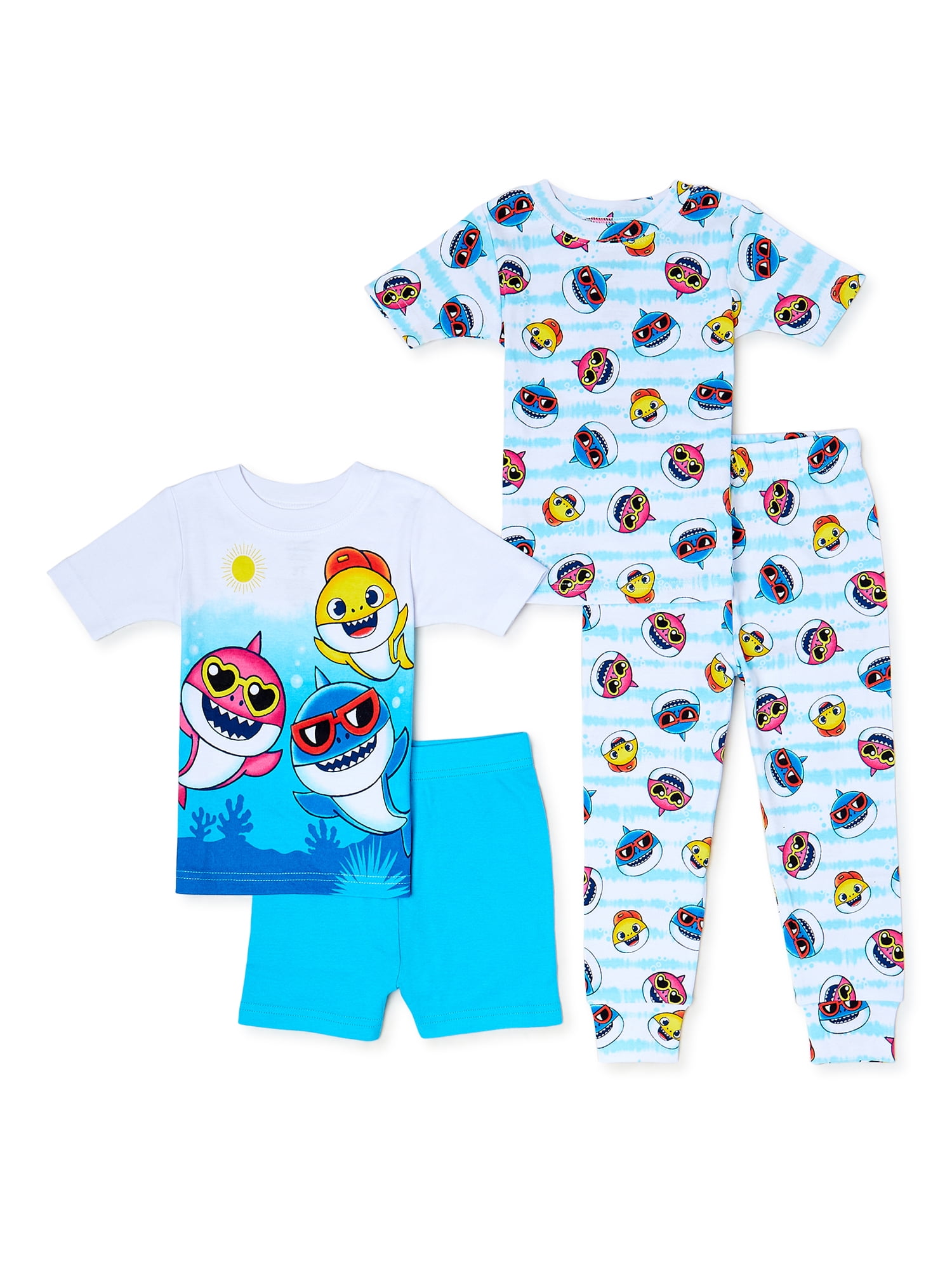 Baby Shark Toddler Boy Cotton T-Shirt, Short, and Pant Pajama Set, 4-Piece, Sizes  2T-5T - Walmart.com