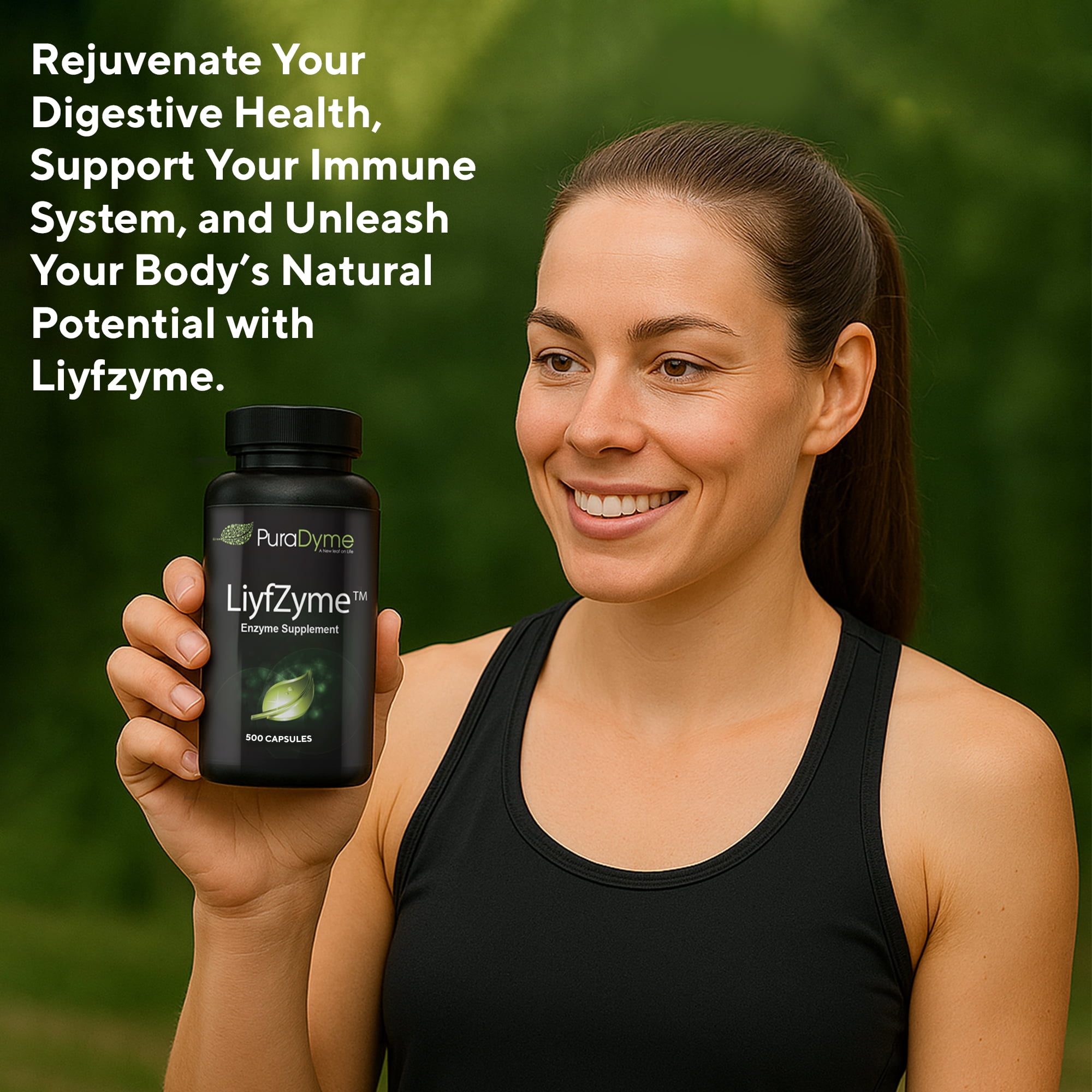 PuraDyme LiyfZyme Plant-Based Digestive Enzyme, Digestive Health Support (500 Ct)