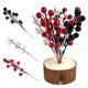 thumbnail image 4 of Árbol de Navidad con bayas rojas, decoración de simulación, ramo de flores de espuma blanca y negra, planta falsa, corona de bricolaje, decoración del hogar, 4 of 5
