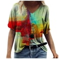 thumbnail image 2 of T-Shirt à Manches Courtes Imprimé d'Été pour Femmes, Col Rond, Décontracté, 2 of 4