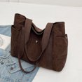 thumbnail image 1 of Bolso de mano de pana para mujer, bolso de hombro grande informal, bolso de viaje para estudiantes (café), 1 of 9