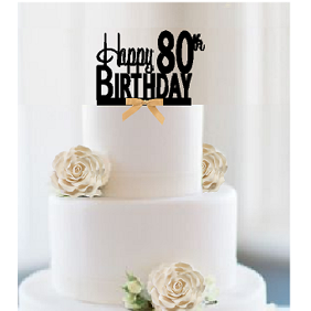 Item Ae 184 Happy 80th Birthday Agemilestone Elegant Cake Topper