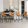 thumbnail image 7 of Fancrou 26″ Swivel Counter Height Bar Stools Set Of 2, Triangular Pattern Faux Leather Seat With Metal Legs And Back, Brown, 7 of 7
