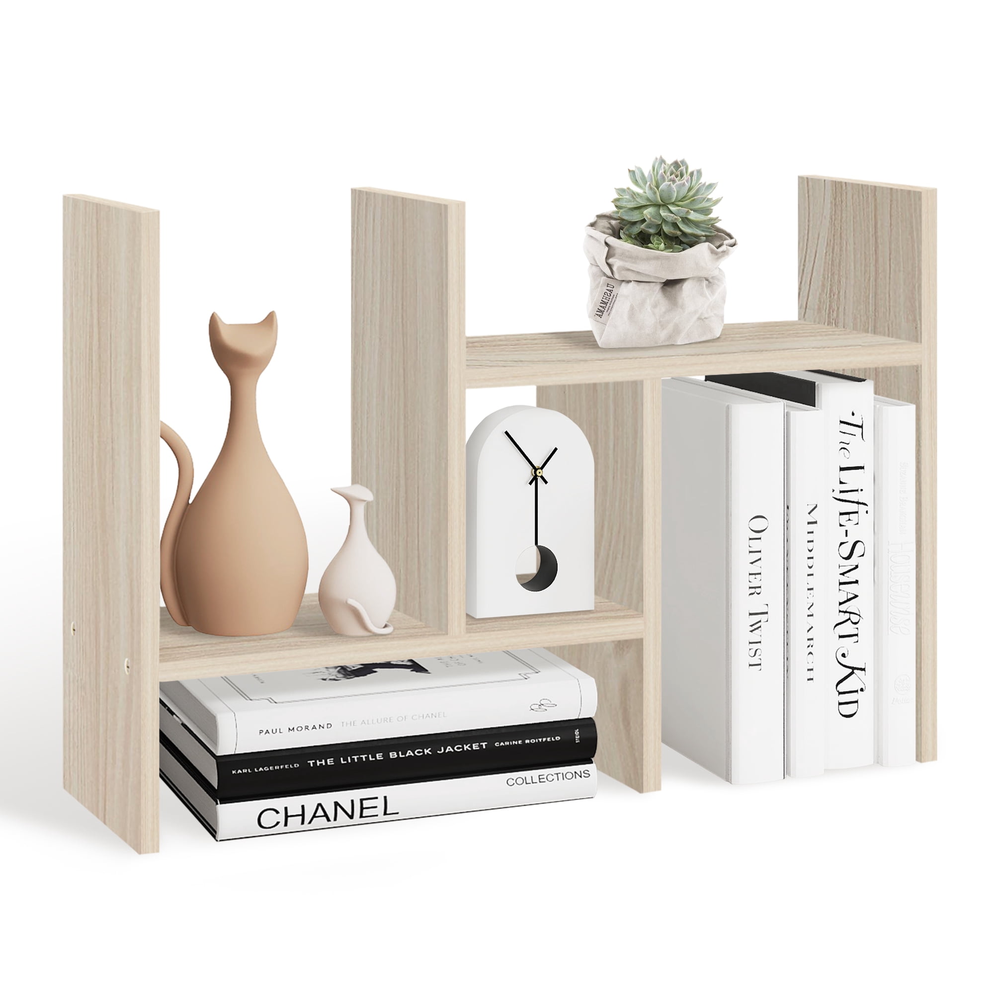 TY Arts & Culture Desktop Organizer Office Storage Rack Adjustable Wood Display Shelf