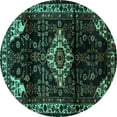 thumbnail image 1 of Ahgly Company Machine Washable Indoor Round Persian Turquoise Blue Traditional Area Rugs, 7' Round, 1 of 4