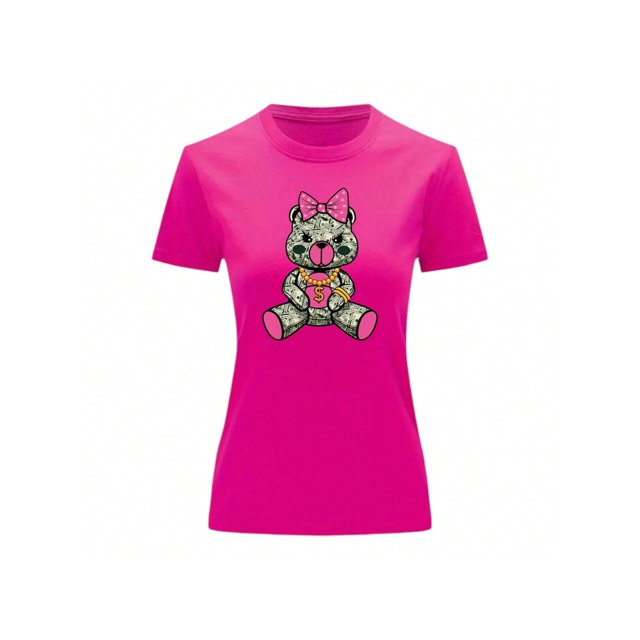 Playera Blusa De Osita Con Dolares Ropa De Mujer Juvenil Oso Dinero Color Fucsia Talla Chica Marca Emil SaEs