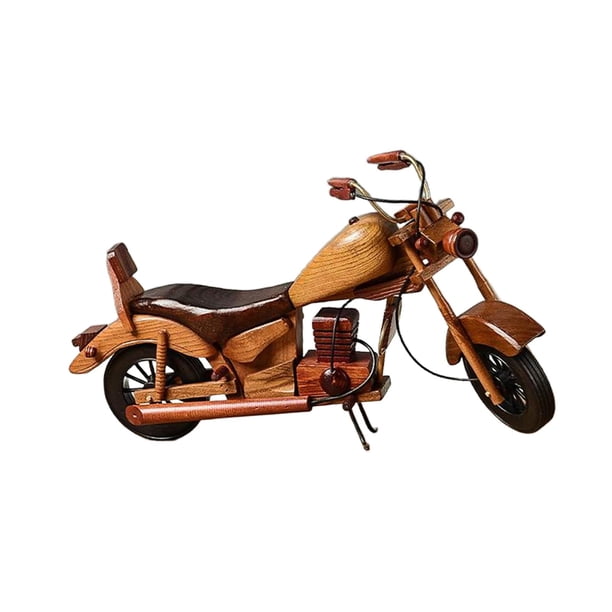 Modelo de motocicleta de madera coleccionable, accesorio fotográfico hecho a mano, diseño retro decorativo Estilo C