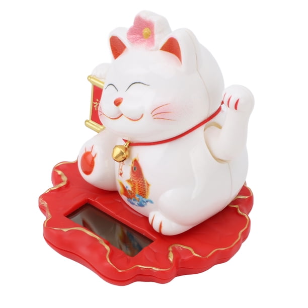 Gato que Agita Solar Portátil, Brazo que Agita del Gato de la Suerte Con Energía Solar, Gato de la Fortuna de la Buena Suerte Con Energía Solar para la Decoración del Tabero