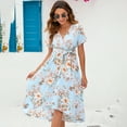 thumbnail image 3 of Maternity Dress For Women Cross V Neck Wrap Lanterntie High Waist A-line Flowy With Belt Dress, 3 of 5