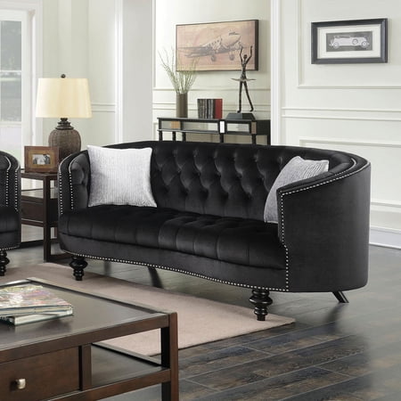Modern Fabric Upholstery Loveseat in Black Manuela by Furniture of America