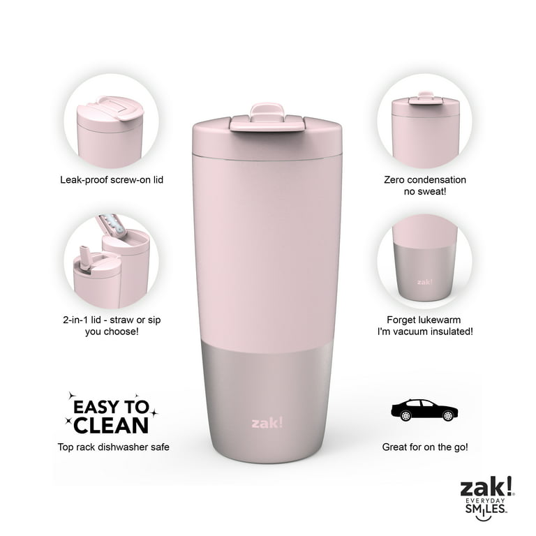 Zak Designs 30oz Stainless Steel Insulated Travel Tumbler with 2-in-1 Lid  for Hot & Cold - Coral Blus