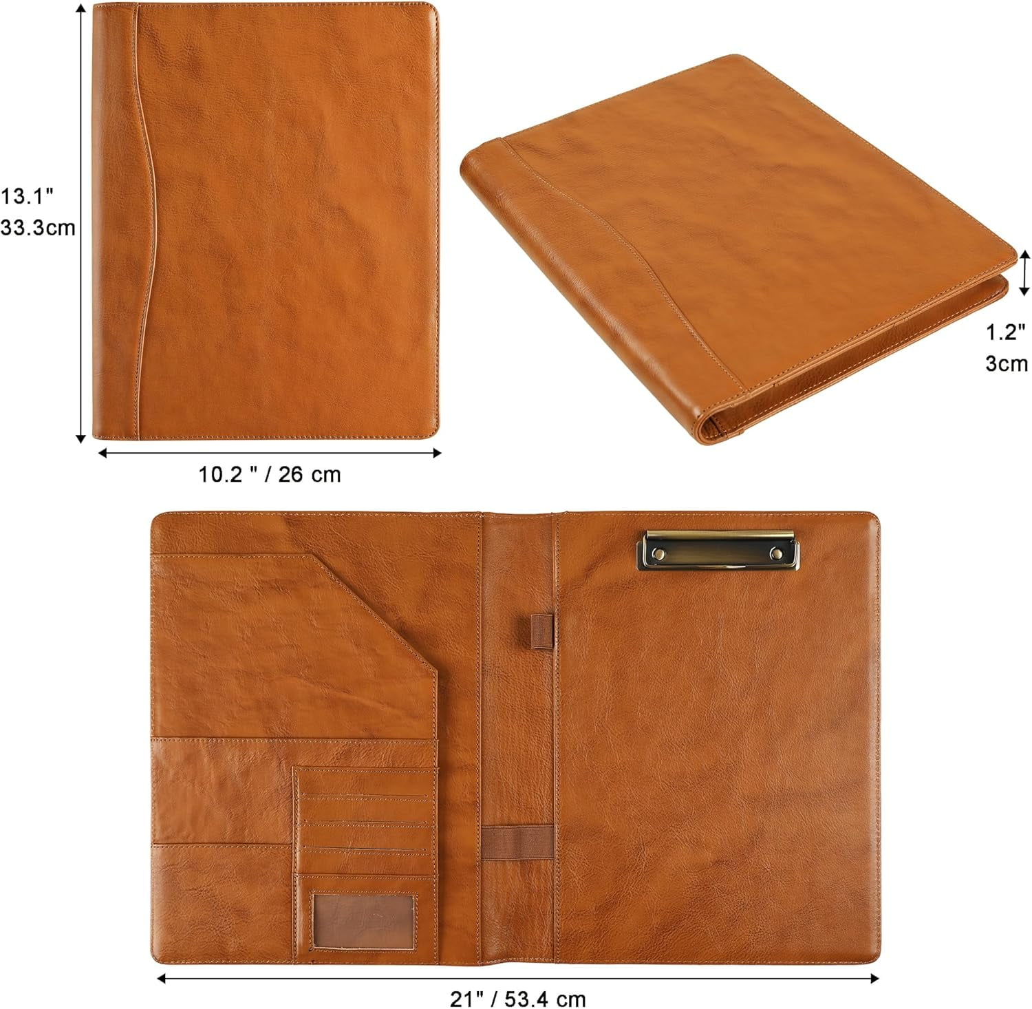 AZXCG Portfolio A4 Binder,3 Rings Padfolio with Clipboard, Vegan
