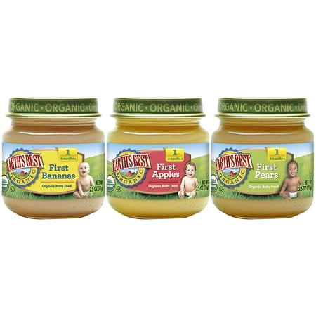 Bass Stage Pack (Earth's Best Organic Stage 1 Baby Food, My First Fruits Variety Pack (Apples, Bananas, and Pears), 2.5 Ounce Jars, 12)