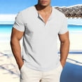 thumbnail image 5 of snilers Cotton Linen Shirts for Men Summer Casual Short Sleeve Henley T-Shirt Vacation Beach Hawaiian Tops with Pocket S-4XL, 5 of 8