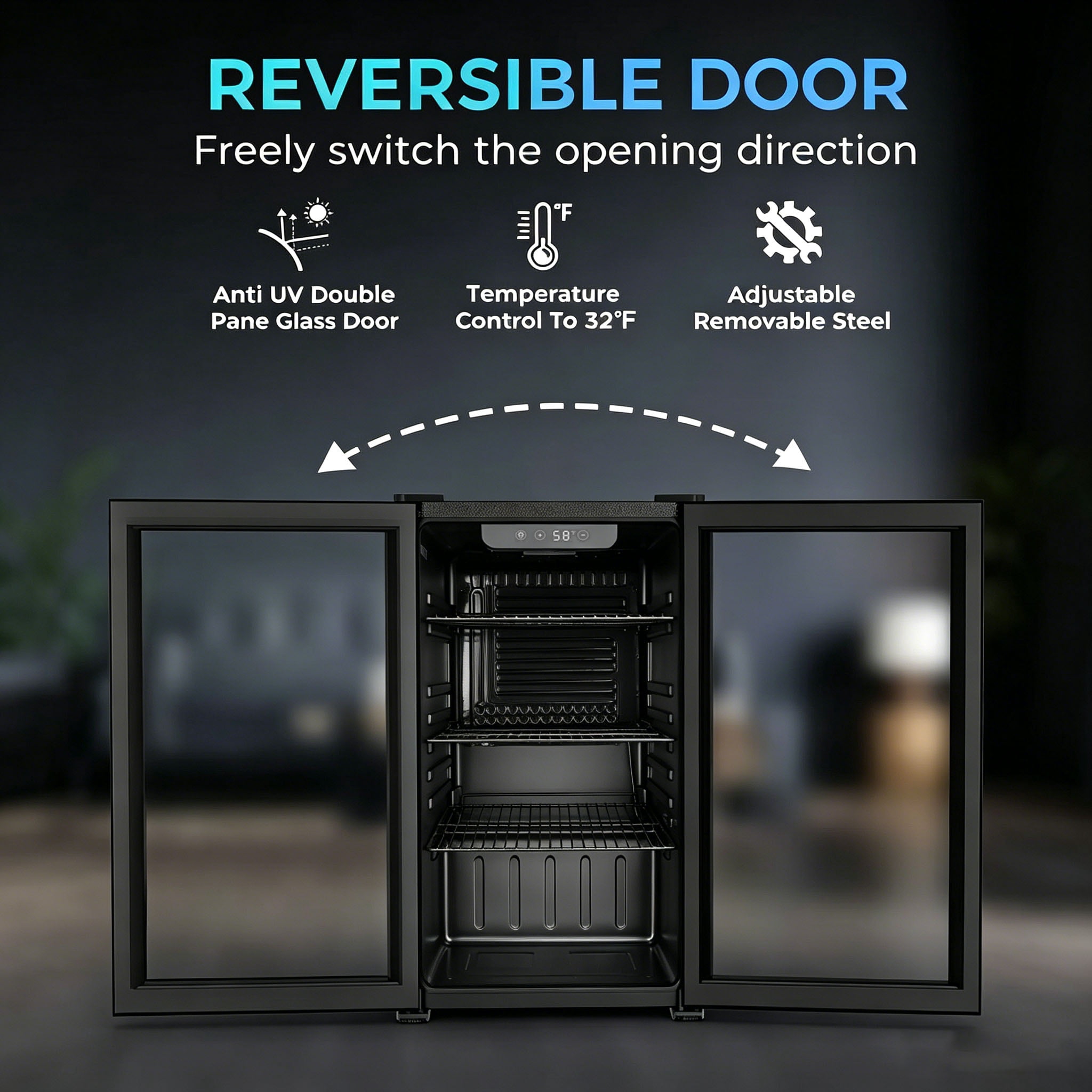 Auseo 3.2 Cu.ft Beverage Refrigerator, 120 Can Mini Fridge with Glass Door, Wine Cooler for Bar/Office/Home