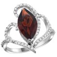 thumbnail image 1 of 14k White Gold Stone Garnet Ring Marquise 14x7mm Diamond Accents, size 9.5, 1 of 3