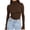 Brown, variant on Women's Comfortable Slim-Fit Long Sleeve Round Neck Base Layer 2025 Trendy Body-Shaping Design Soft Elastic Fabric Seamless Daily Wear Underlay
