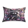 thumbnail image 3 of Dailycode Satin Pillow Case King Silk Pillow Cover for Hair and Skin Envelope Closure Raccoon Egg Flower 20"x40", 3 of 9
