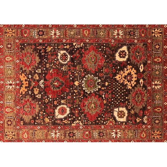 Ahgly Company Indoor Rectangle Oriental Orange Industrial Area Rugs, 8' x 10'