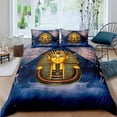 thumbnail image 1 of Pharaoh Duvet Cover Queen Ancient Egypt Tribe Comforter Cover Set for Boys Egyptian Pyramids Exotic Style Polyester Bedding Set, 1 of 7