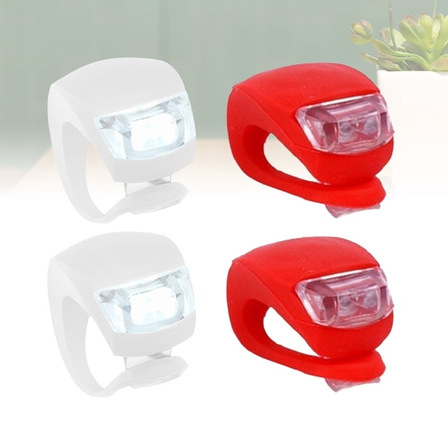 OUNONA 4Pcs Bike Rear Lights Silicone Front Rear Wheel Lighting White and Red for Rainy Days