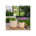 thumbnail image 4 of Contemporary Ceramic Flower Pots for Home Decor - Patterned Planters and Pots for Plants with Coordinating Saucer - Decorative Planters for Indoor Plants and Outdoor Use - Set of 2, 8", 6", Brown, 4 of 12
