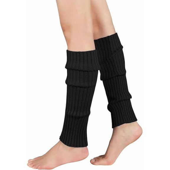 Women Juniors Knitted Fall Winter Sports Socks, Threaded leg protection socks for 80s Eighty's Party Fashion Yoga Ballet Dance Sports,Fall Winter Gifts,black