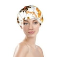 thumbnail image 3 of Kll Happy Thanksgiving Day Pattern Shower Cap & Bath Cap For Women,Reversible Oversized Waterproof Shower Caps For All Hair Lengths,Elastic Reusable Bathing Hair Cap, 3 of 9