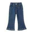 thumbnail image 1 of Odeerbi 2-10 Years Girls Flared Jeans Floral Embroidered Denim Pants Mid Waist Flower Pants With Pocket, 1 of 9