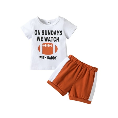 

Binwwede Toddler Boys 2Pcs Outfits Short Sleeve Round Neck Letter Printed T-Shirt + Contrast Color Loose Fit Short Pants