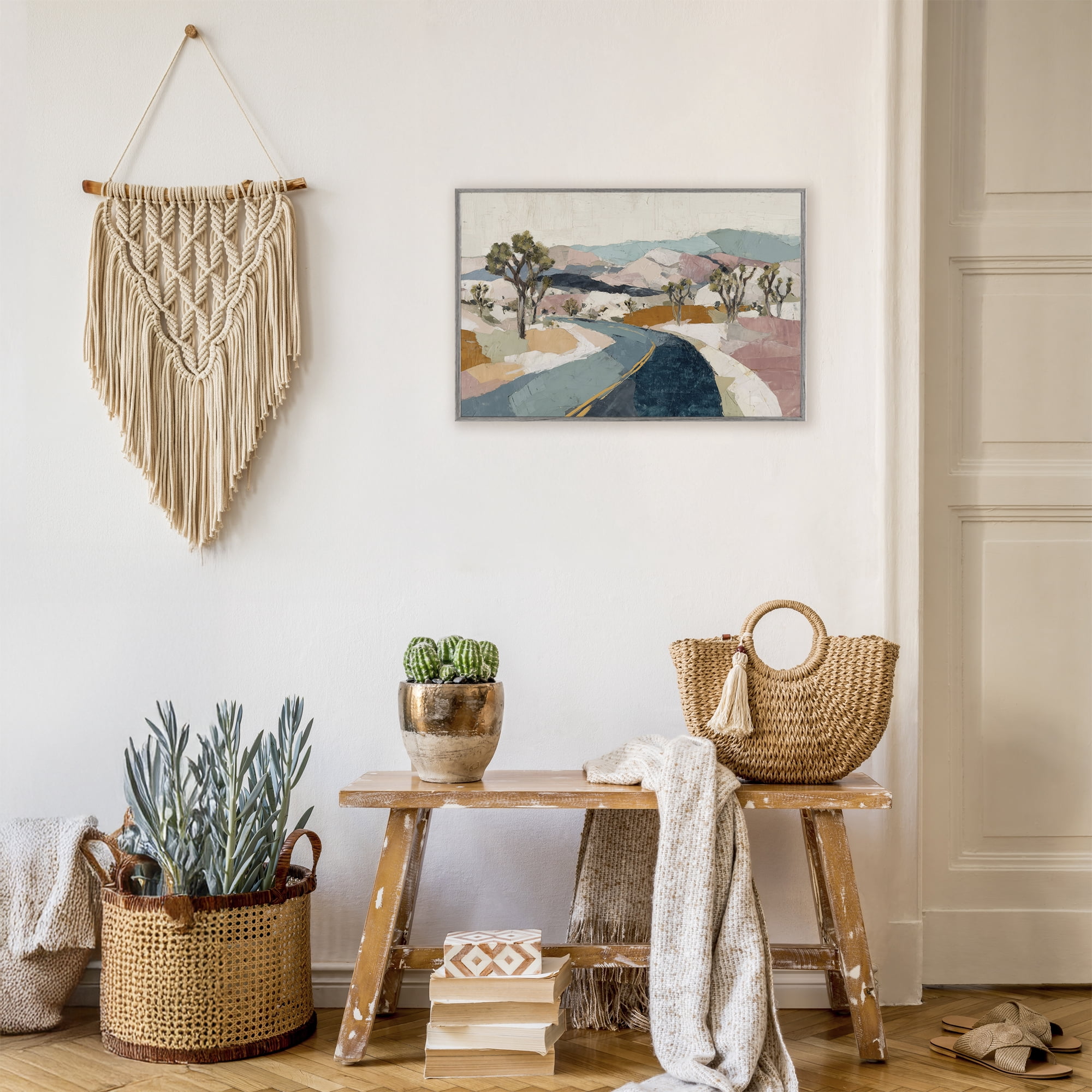 Stupell Industries Desert Highway Through Joshua Trees Gray Framed Giclee Art, design by Chromatic Storm Studio