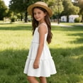 thumbnail image 5 of NAISIBABY Girls Summer Dress, with Pockets Ruffles Tiered Sleeveless Kids Cute Flowy Sundress White Size 11, 5 of 8
