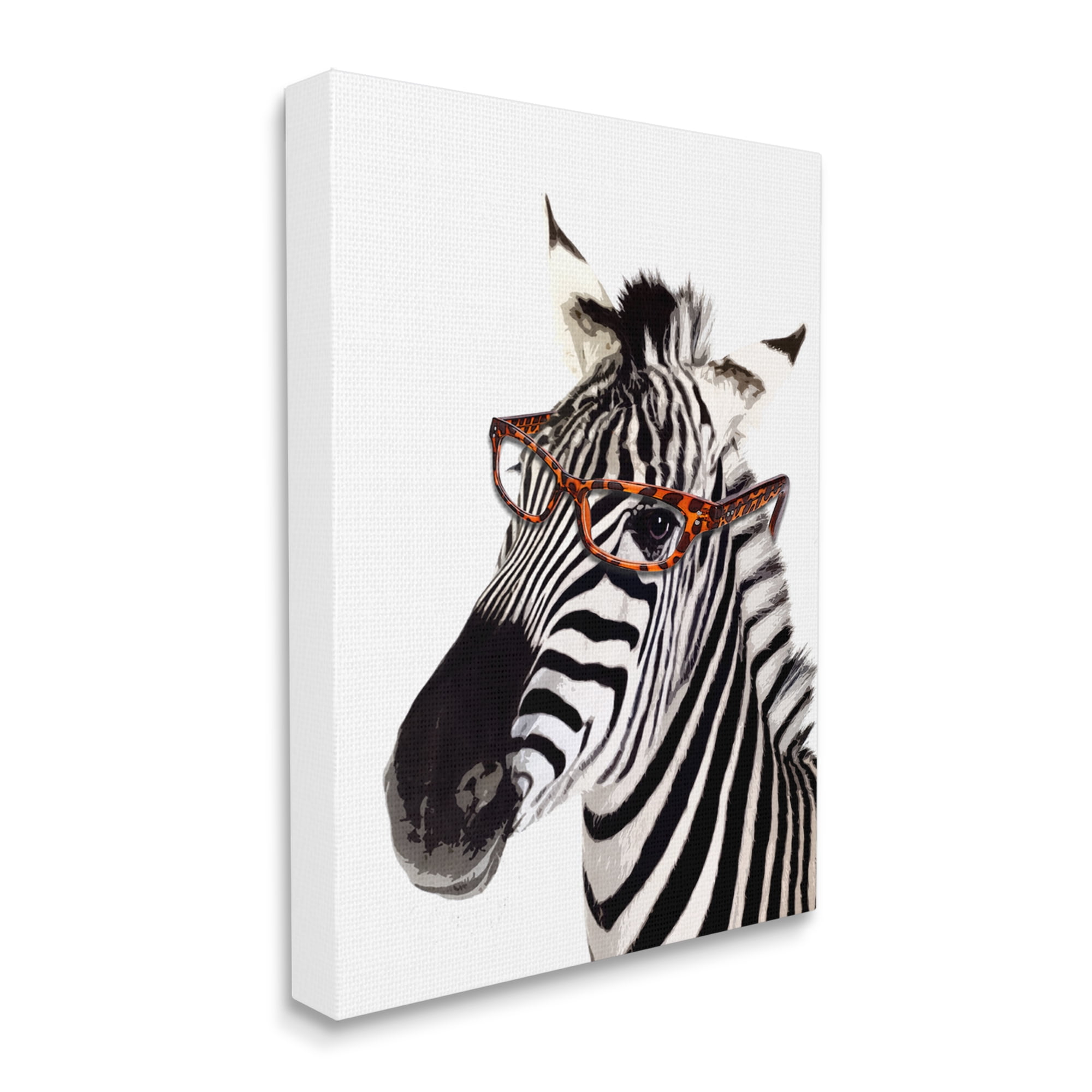 Stupell Industries Zebra Wearing Glasses Animals & Insects Painting Gallery Wrapped Canvas Print Wall Art, 16 x 20