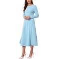 thumbnail image 4 of INSPIRE CHIC Women's Long Sleeve Dress Wedding Guest Formal Cocktail Crewneck A-Line Maxi Dress L Light Blue, 4 of 6