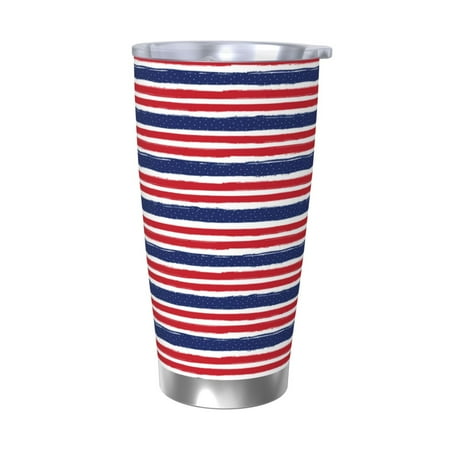

Susaid USA Colors Stripes Print 20oz Car Cup Insulated Coffee Cup Fully Spill Proof Travel Coffee Mug Stainless Steel Tumbler for Work Home Outdoor Car-Without Straw